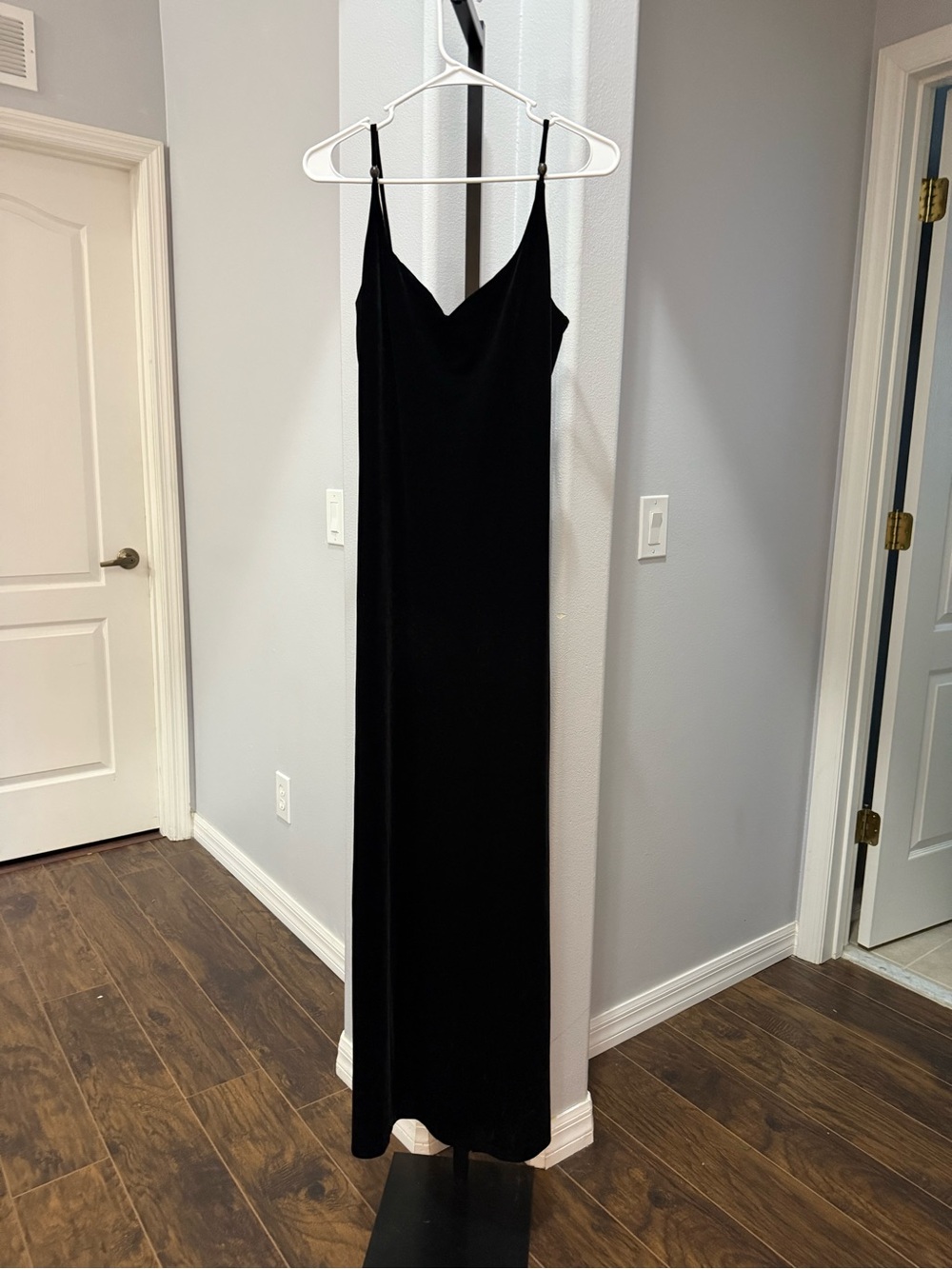 Lauren Ralph Lauren Black Velvet Velour Maxi Dress 90s Y2K Women’s Size Small